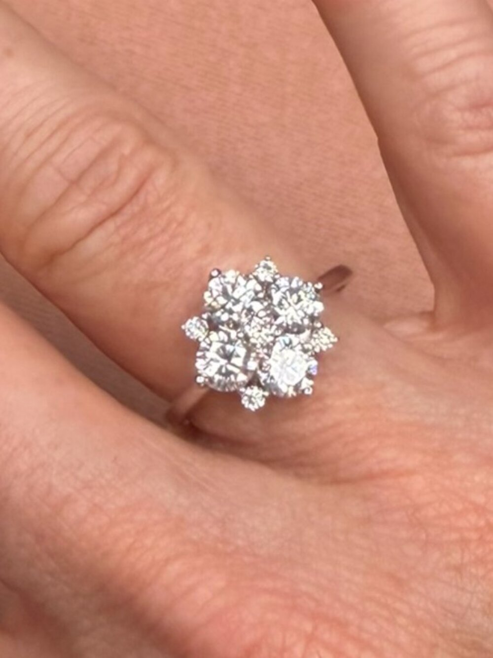 1.8 ct Moissanite .925 Sterling Silver Floral Cluster Ring - Size 7 - Picture 7 of 10